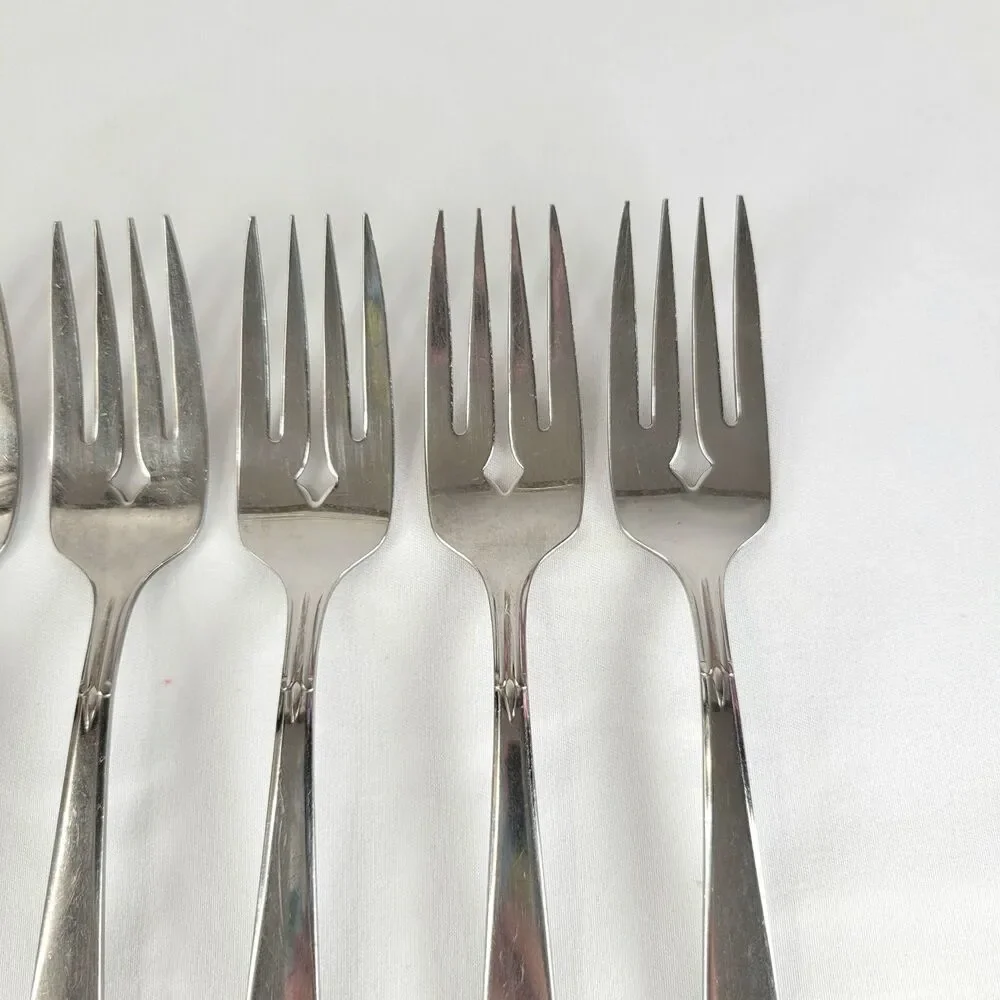 Oneida Satin Accent Stainless Flatware Set 5 Salad Forks Oneidacraft Deluxe 6
